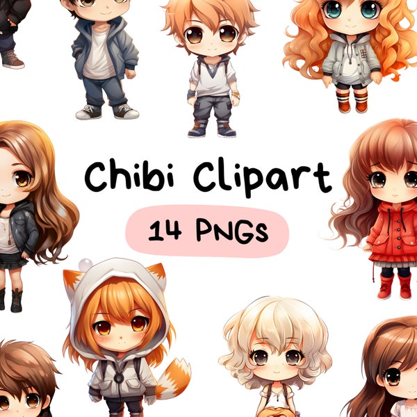 Chibi Anime Clipart PNG Descargar, Ilustraciones gráficas de personajes, Archivo instantáneo para uso comercial, Scrapbook Journal Pictures Taza de dibujos animados