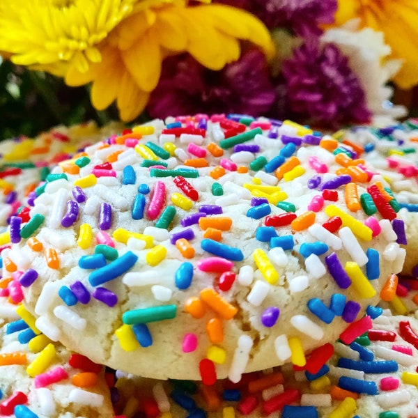 Rosewater Infused Rainbow Sprinkle Cookies