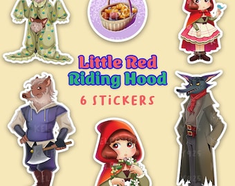 Little Red Riding Hood Stickers | Cute Furry Anthro Fairy Tale Character Sticker Set