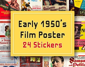 Early 50s Vintage Film Posters Stickers Set | 1950's