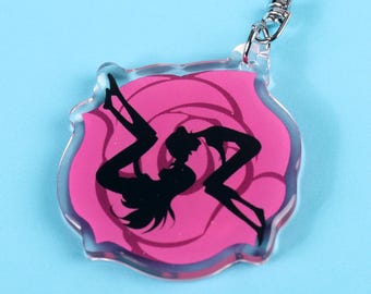 Utena Anthy Rose Keychain Charm Revolutionary Girl Silhouette Epoxy Acrylic
