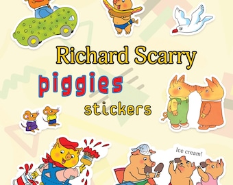 Richard Scarry Piggies Stickers Pig Vinyl Sticker Set
