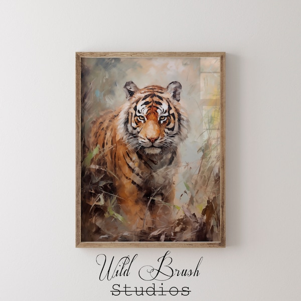 Tigre, peinture à l'huile, impression d'art, faune, nature, animal, décoration murale, cadeau, Bengale, safari, oeuvre, grand, félin