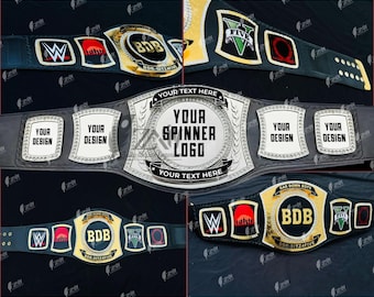 Cinturón de campeón de peso pesado personalizado: placas de latón y zinc personalizadas, cuero genuino