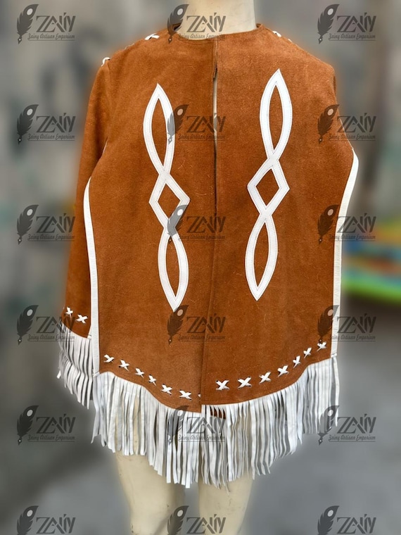 Western Cowgirl Suede Leather Fringe Cape – Western Women’s Genuine Capeshawl