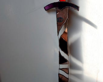 Handmade Shattered Stained Glass Sword - Gamer Anime Room Decor