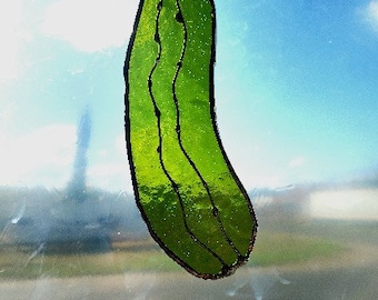 stained glass sun catcher pickle , charismas, xmas tree ornament