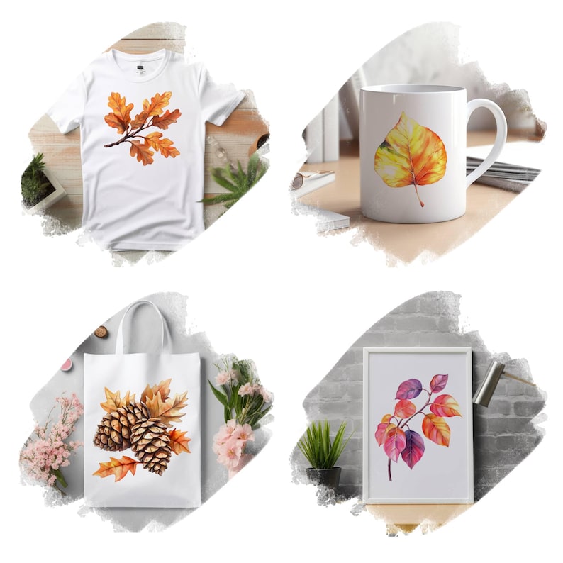 Watercolor Autumn Leaves Clipart Bundle, Fall Leaves Clipart, Leaf Illustrations, Transparent PNG Graphics, Commercial Use image 6