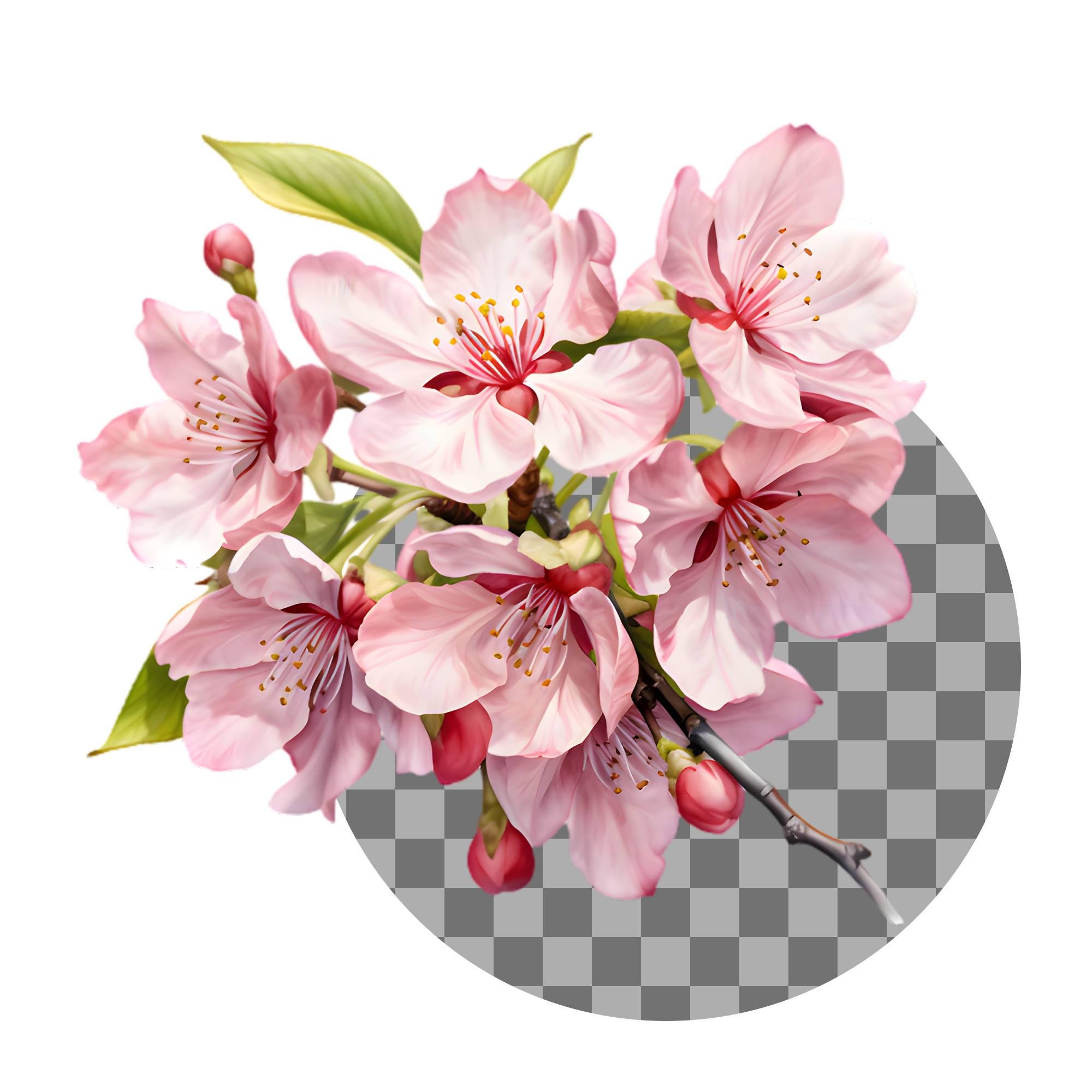 Watercolor Cherry Blossoms Clipart Bundle, Japanese Sakura Clipart ...