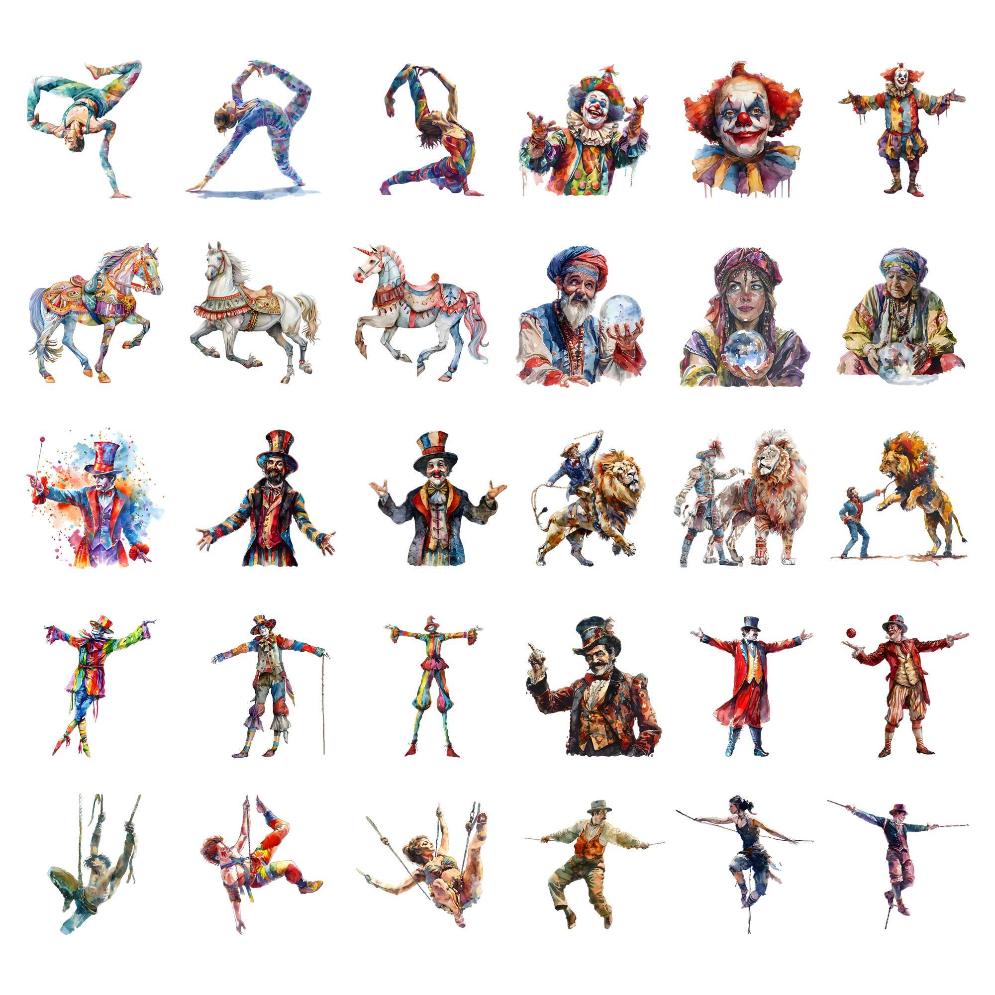 Watercolor Circus Clipart Bundle, Carnival Show Clipart, Circus ...