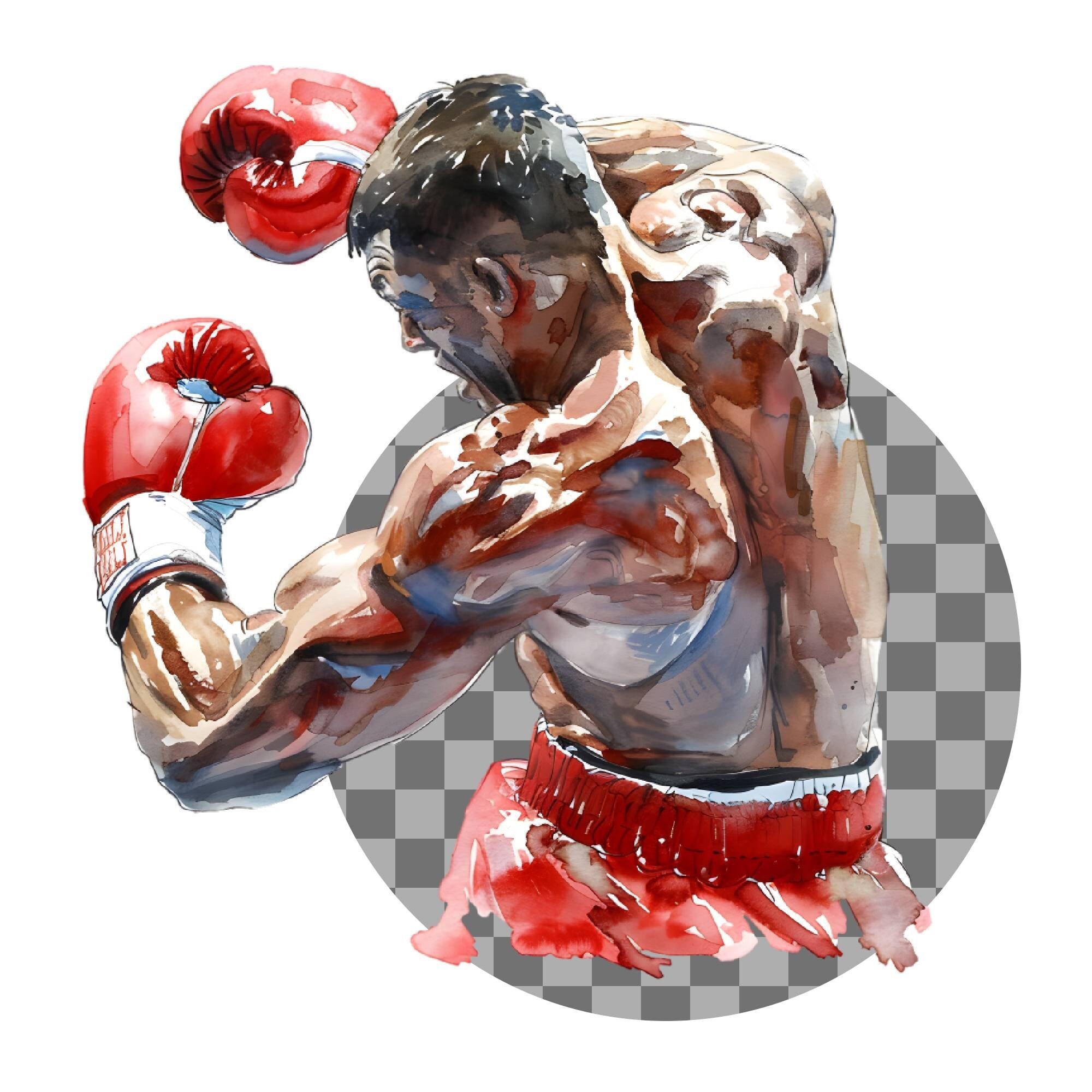 Watercolor Boxing Fight Clipart Bundle, Boxing Gloves Clipart, Fighting ...
