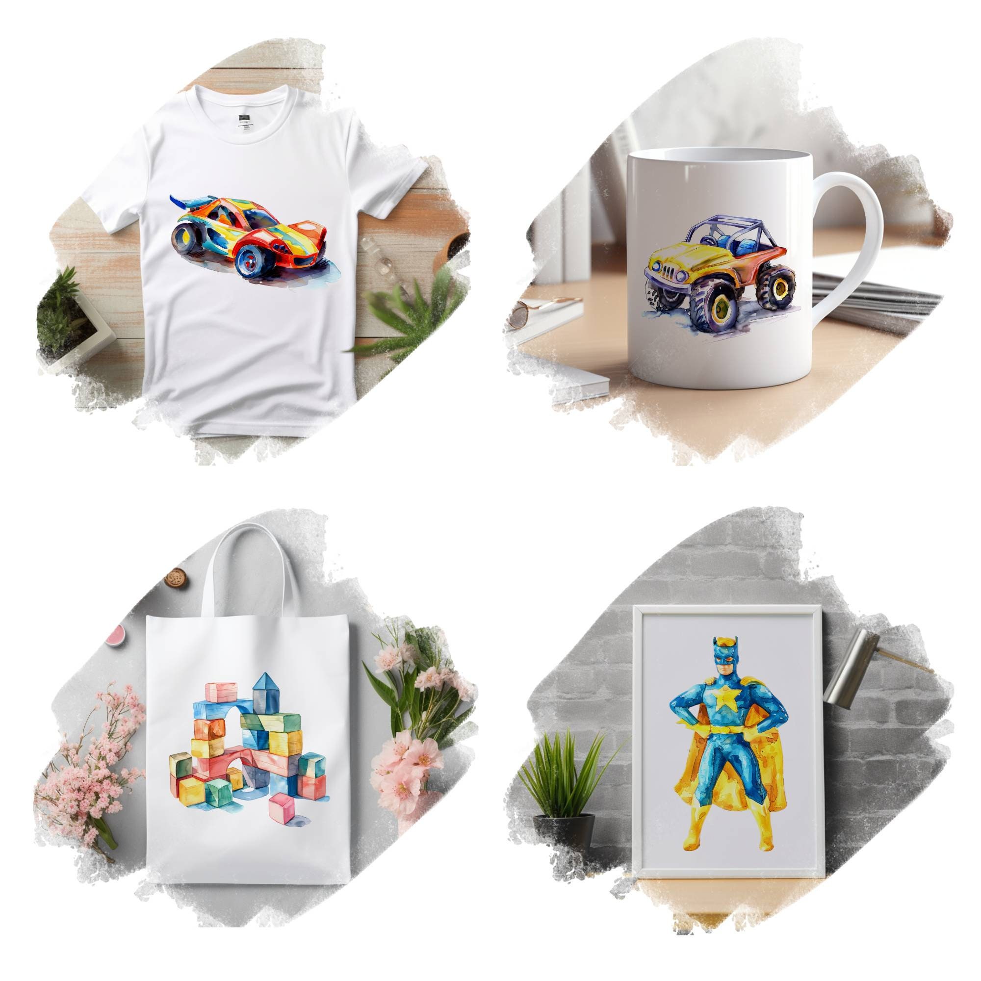 Watercolor Child Toys Clipart Bundle, Cute Toys Clipart, Toys ...