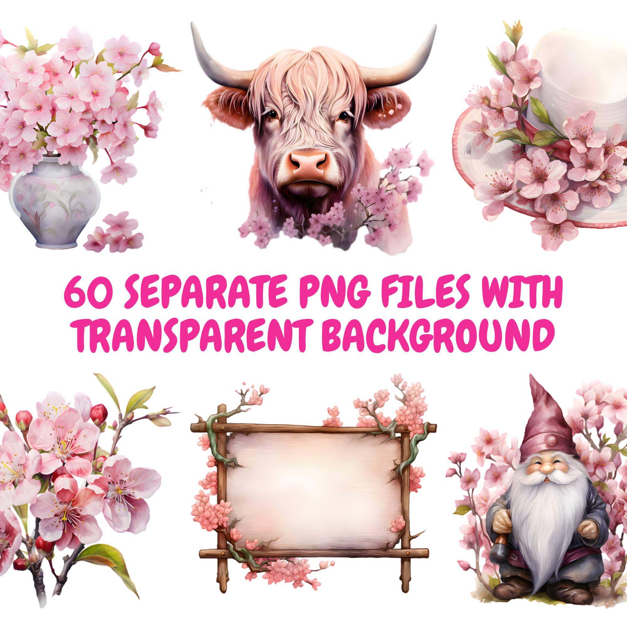 Watercolor Cherry Blossoms Clipart Bundle, Japanese Sakura Clipart ...