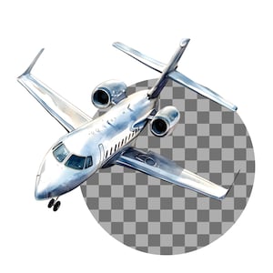 Akvarell flygplan clipart paket, fraktflygplan clipart, flygplansillustrationer, transparent PNG-grafik, kommersiellt bruk bild 5