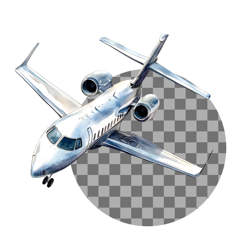 Akvarell flygplan clipart paket, fraktflygplan clipart, flygplansillustrationer, transparent PNG-grafik, kommersiellt bruk bild 5