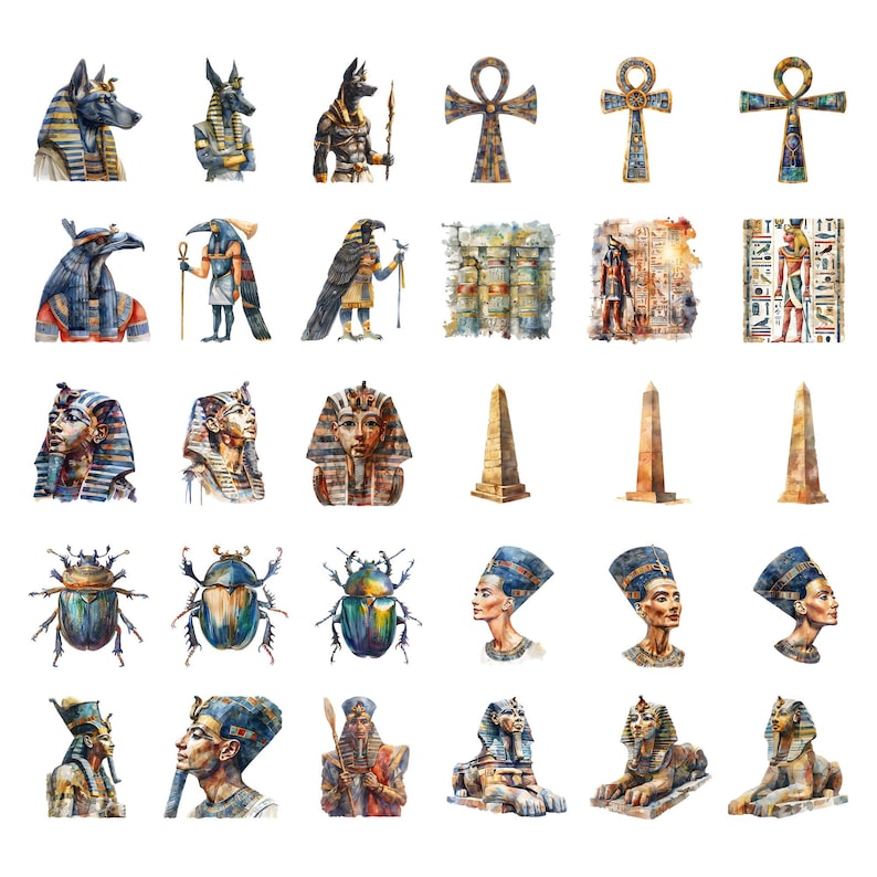 Watercolor Ancient Egypt Clipart Bundle, Egyptian Gods Clipart, Egypt ...