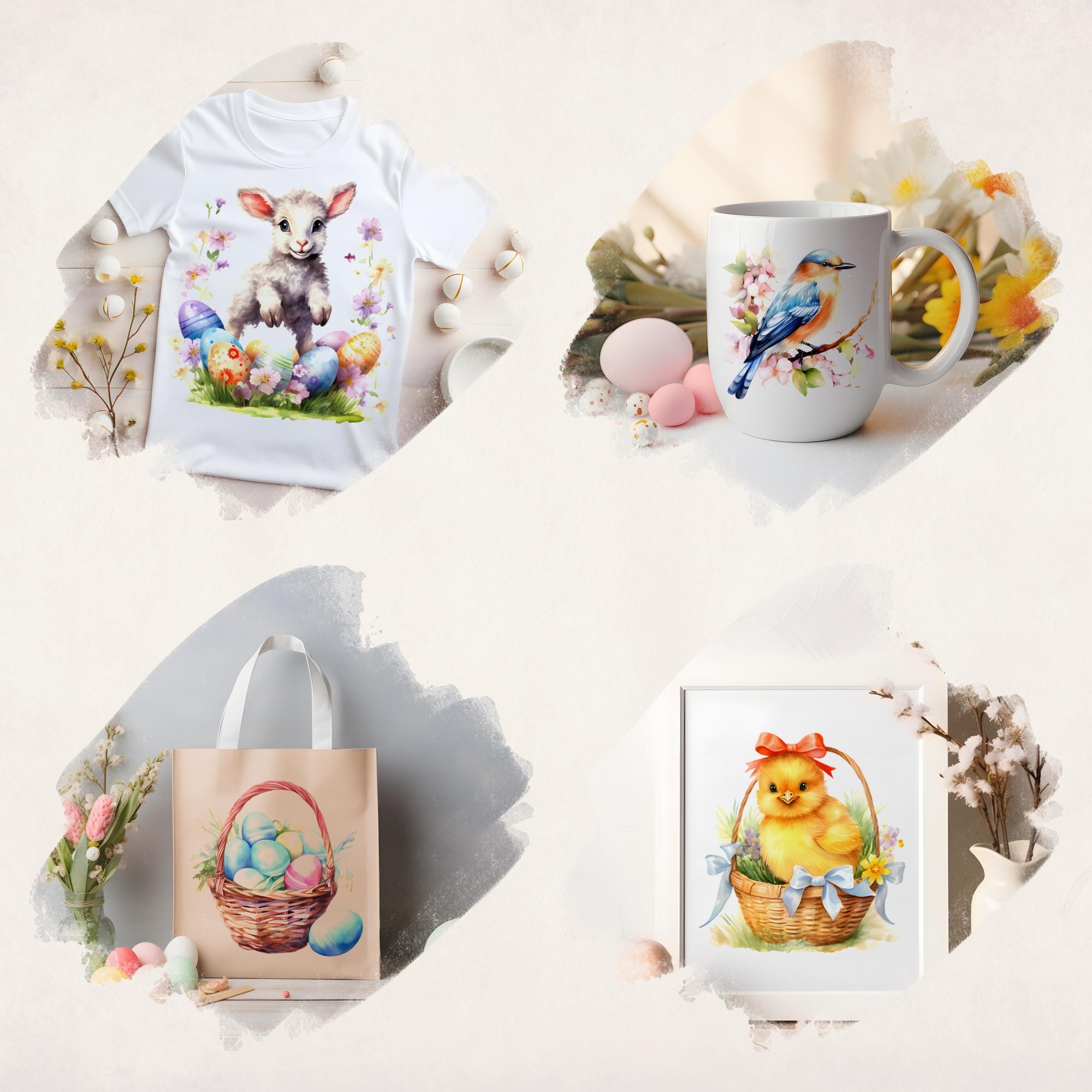 Watercolor Easter Clipart Mega Bundle, Easter Bunny PNG, Spring Flower ...