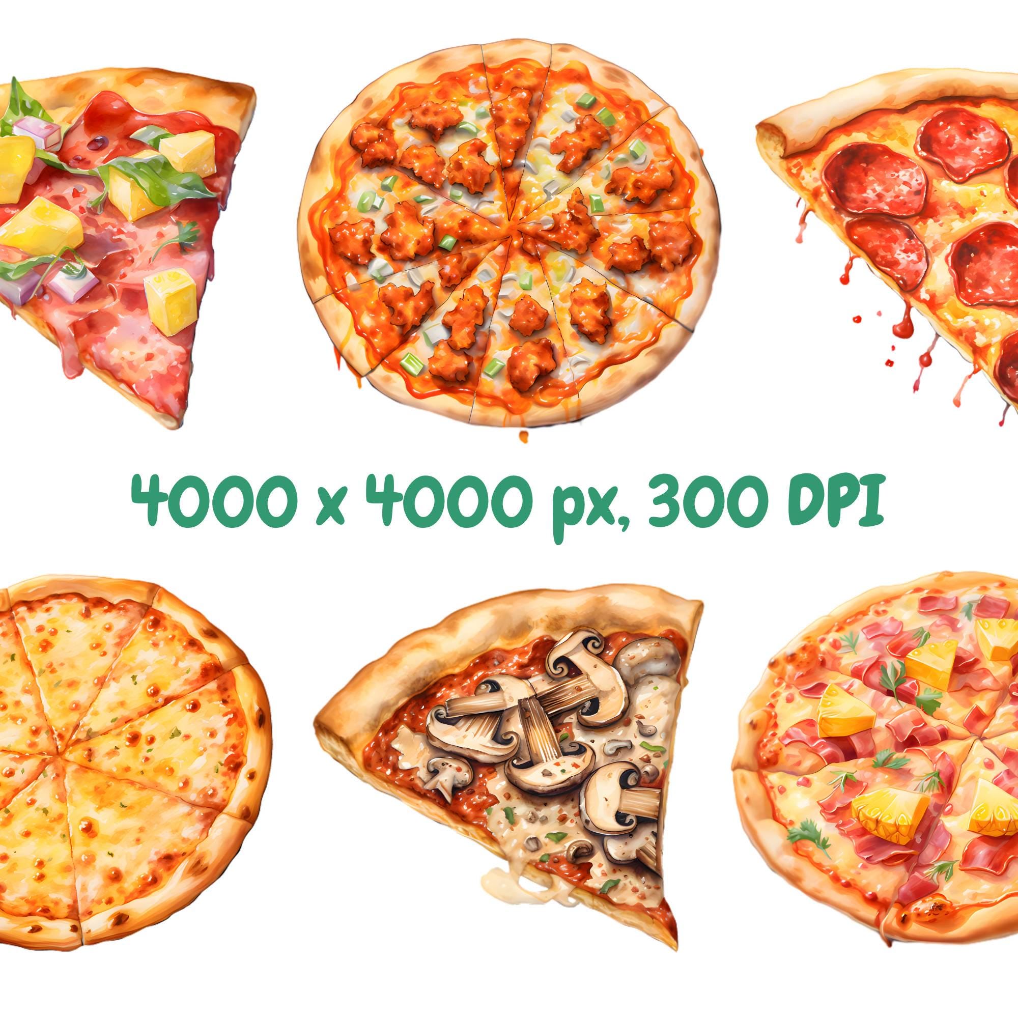 Watercolor Pizza Clipart Bundle, Pizza Slice Clipart, Pepperoni ...