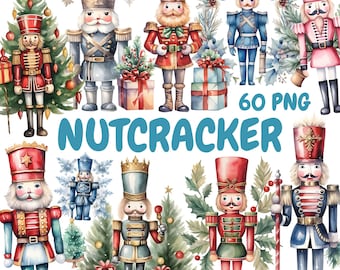 Aquarell Nussknacker Clipart Bundle, Weihnachten Nussknacker Clipart, Nussknacker Print Grafik, sofortiger digitaler Download für kommerzielle Nutzung