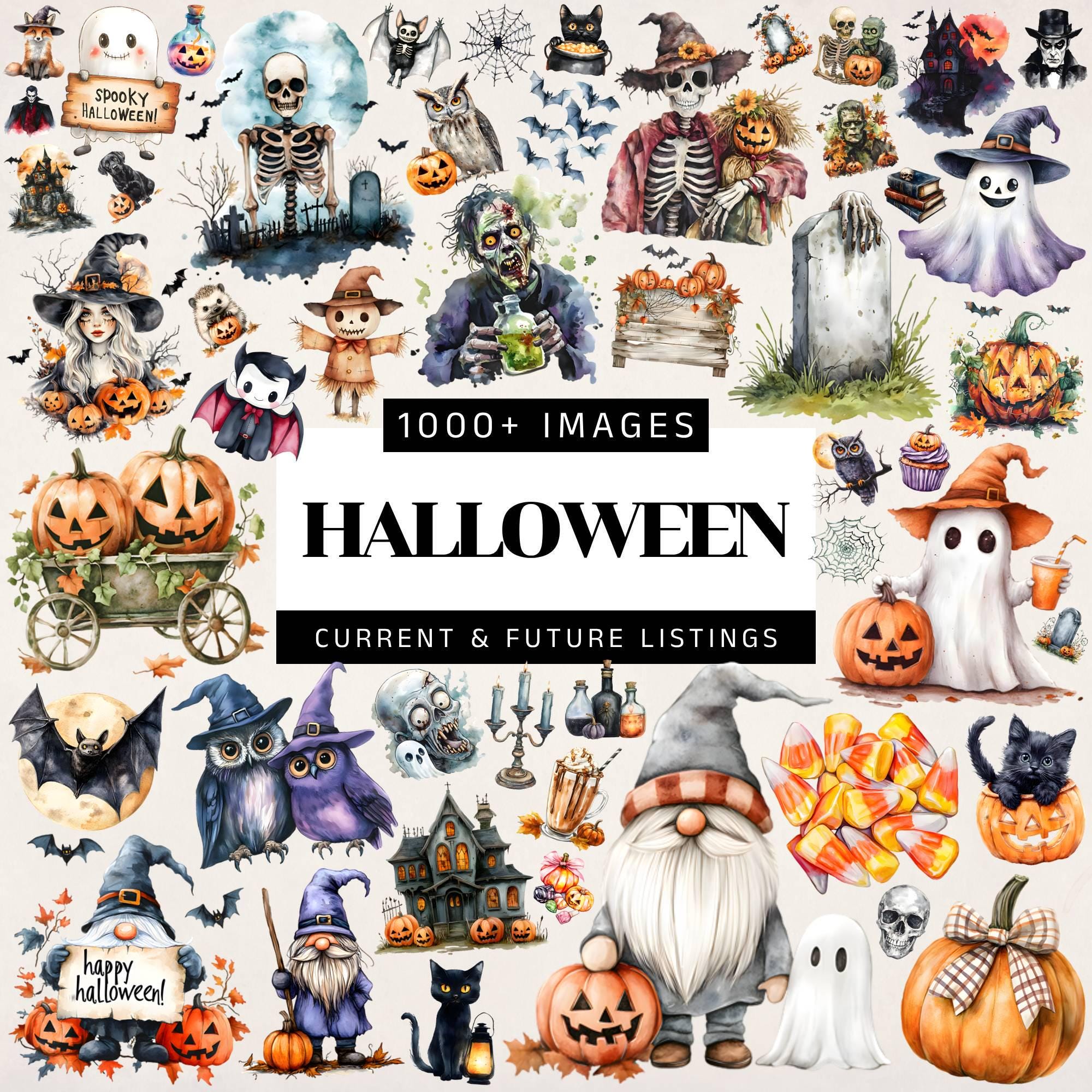 水彩ハロウィンクリップアートメガバンドル、かわいいハロウィンPNG