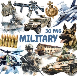 Aquarell Militär Clipart Bundle, Armee Clipart, Militär Illustrationen, transparente PNG Grafiken, kommerzielle Nutzung