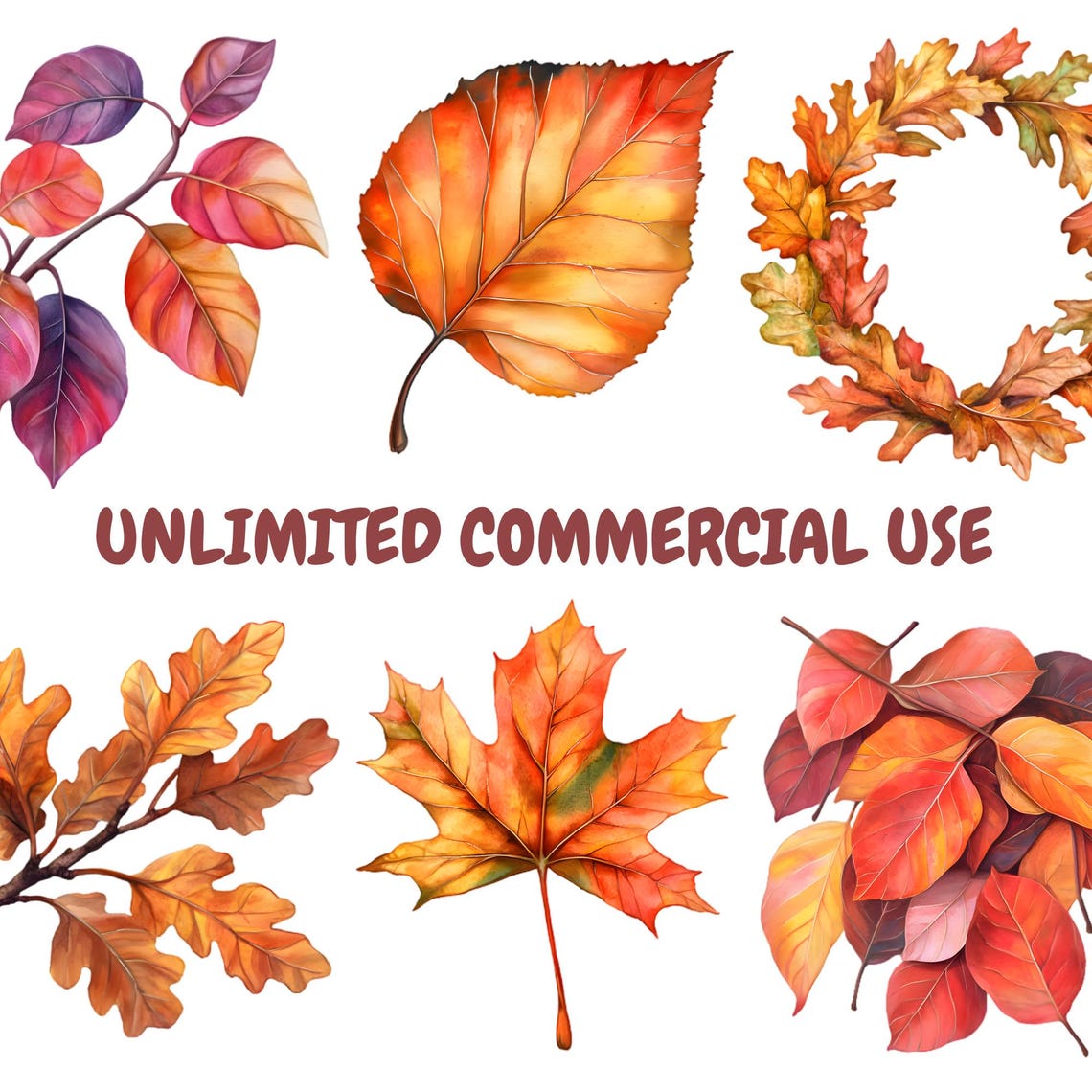 Watercolor Autumn Leaves Clipart Bundle, Fall Leaves Clipart, Leaf ...