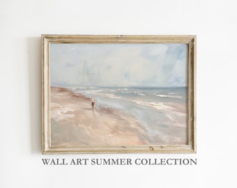 Abstract Beach Wall Art | Vintage Summer Wall Art | Muted Beach House Wall Art Decor | Vintage Art Print Digital Download