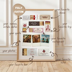 CUSTOM Matchbook Art, Personalized Digital Matchbox Wall Art Gift, Customized Retro Poster, Unique Anniversary Gift, Large Matches Prints