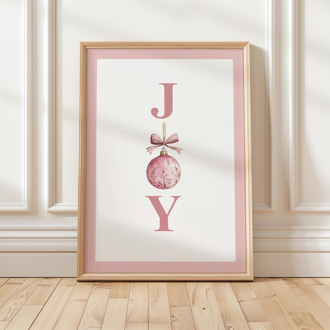 Christmas Joy Printable Wall Art Joy Print Christmas Decor Pink Boho ...