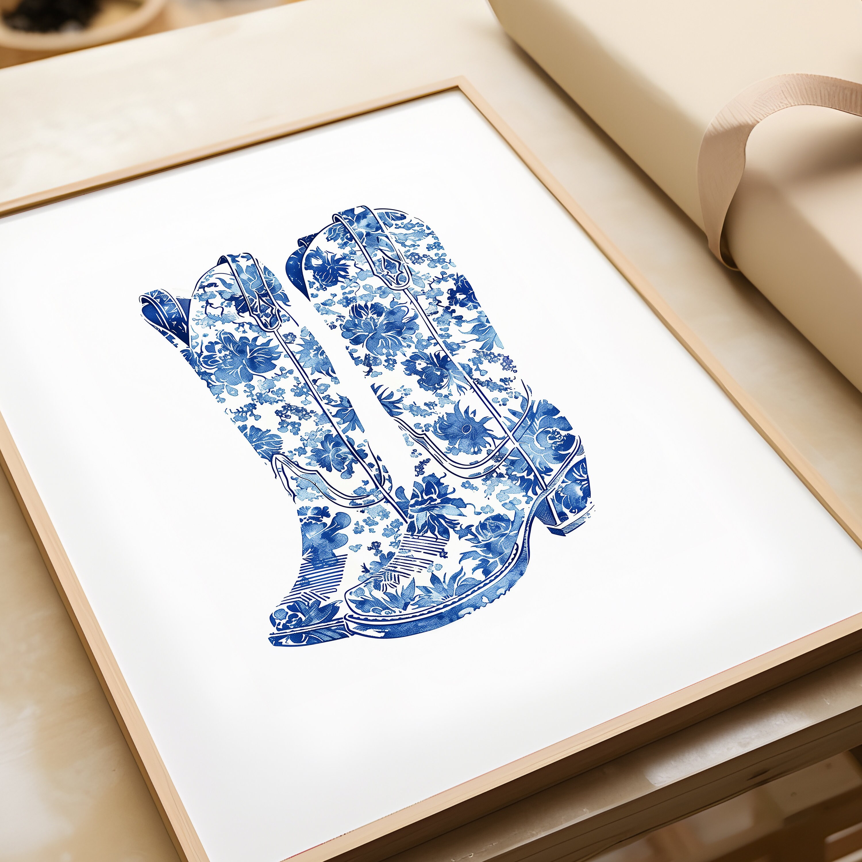 Cowgirl-Stiefel Poster 61x40,6 Cm – Western Wandkunst, Retro-Design, Leinwanddruck