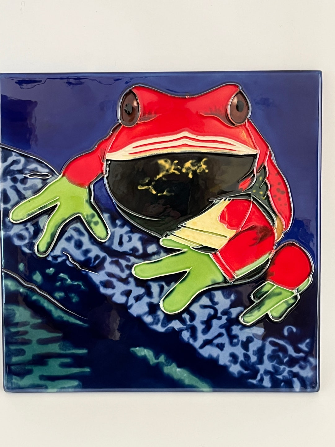 Vintage Tile Inspired by Andy Warhol's Pine Barren Tree Frog, Glazed ...