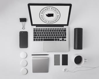 Notary Public, WASHINGTON Notary Public Stamp Logo 4 Advertisement, Promotional Products, Personal or Commercial Use - Digital Download