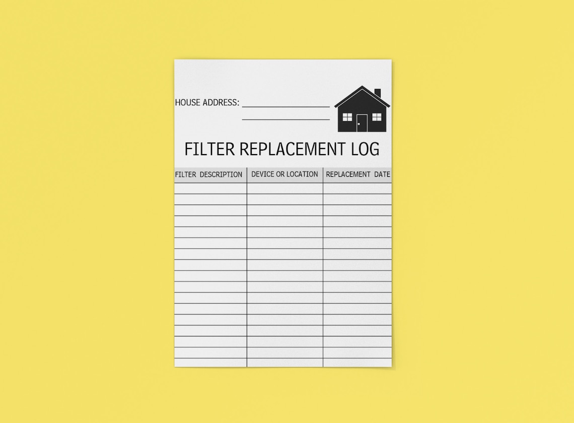 Filter Replacement Log, Air Filter Replacement Log, HVAC and Pool ...
