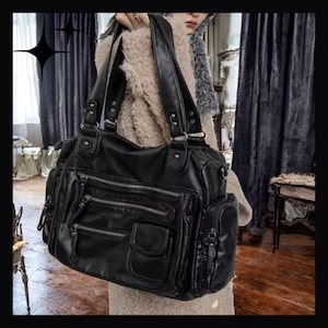 Gothic Einkaufstasche mit Reißverschluss Handtasche Damen Geldbörse für sie - eine große Multi-Reißverschluss-Einkaufstasche für alle Gelegenheiten und Ausflug