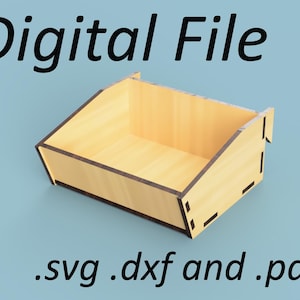 Peut inclure: Téléchargement de fichier numérique d'une boîte en bois avec une bordure noire. Les formats de fichiers inclus sont .svg, .dxf et .pdf.