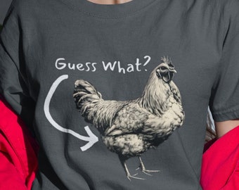 Poulet plein d'esprit et devinez quoi ? T-shirt - T-shirt graphique humoristique coq