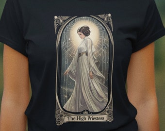 Chemise de cartes de tarot, princesse Leia la grande prêtresse - T-shirt unique à collectionner Star Wars, idéal pour offrir le 4 mai