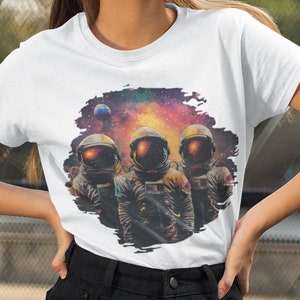 Space Adventure Astronaut T-Shirt, Unisex Cosmic Explorer Tee, Universe Enthusiast Gift, Stellar Spacewalk Graphic, Perfect for Stargazers
