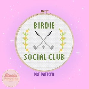 Golf Birdie Cross Stitch Pattern - Learn to Cross Stitch - Great for Beginners