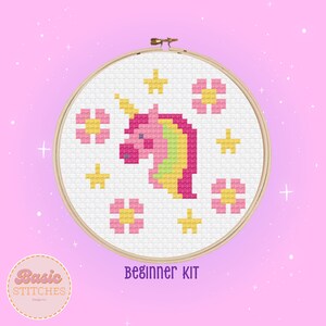 Unicorn Cross Stitch Kit - Girls Cross Stitch - Baby Girl Nursery Cross Stitch - Learn to Cross Stitch - Cute Cross Stitch