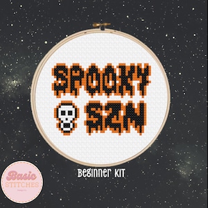 Spooky Season Halloween Cross Stitch Kit - Learn to Cross Stitch - Great for Beginners