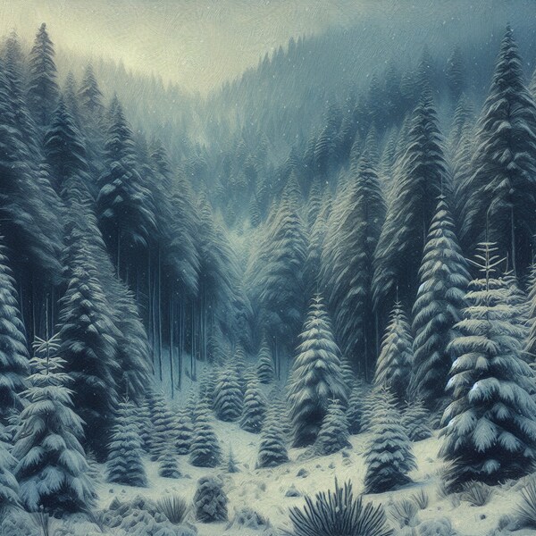 Art mural, paysage d'hiver. Impression d'art numérique, idées cadeaux. Joli paysage hivernal des Pyrénées catalanes dans une belle impression enneigée.