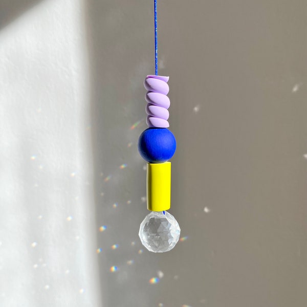 Suncatcher Lavender Blueberry Lemon | Sonnenfänger | Lichtfänger | Fensterkristall | Prisma | Perlen | handmade | Unikat | Deko | Geschenk