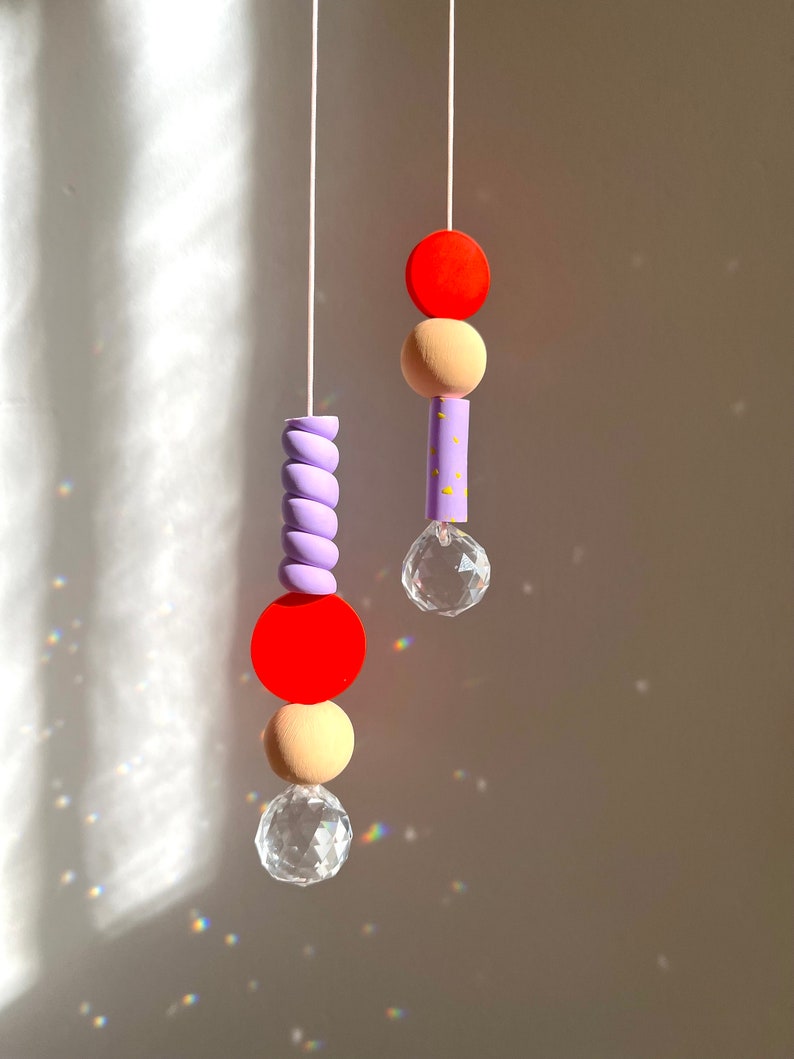 Suncatcher Neon sprinkled Lilac Suncatcher Lightcatcher Window crystal Prism Beads handmade Unique Decoration Gift image 5