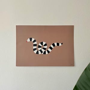 serpiente anillada | Imprimir A4 | Carteles para niños | Ilustración de animales | Imagen | decoración de pared | vivero