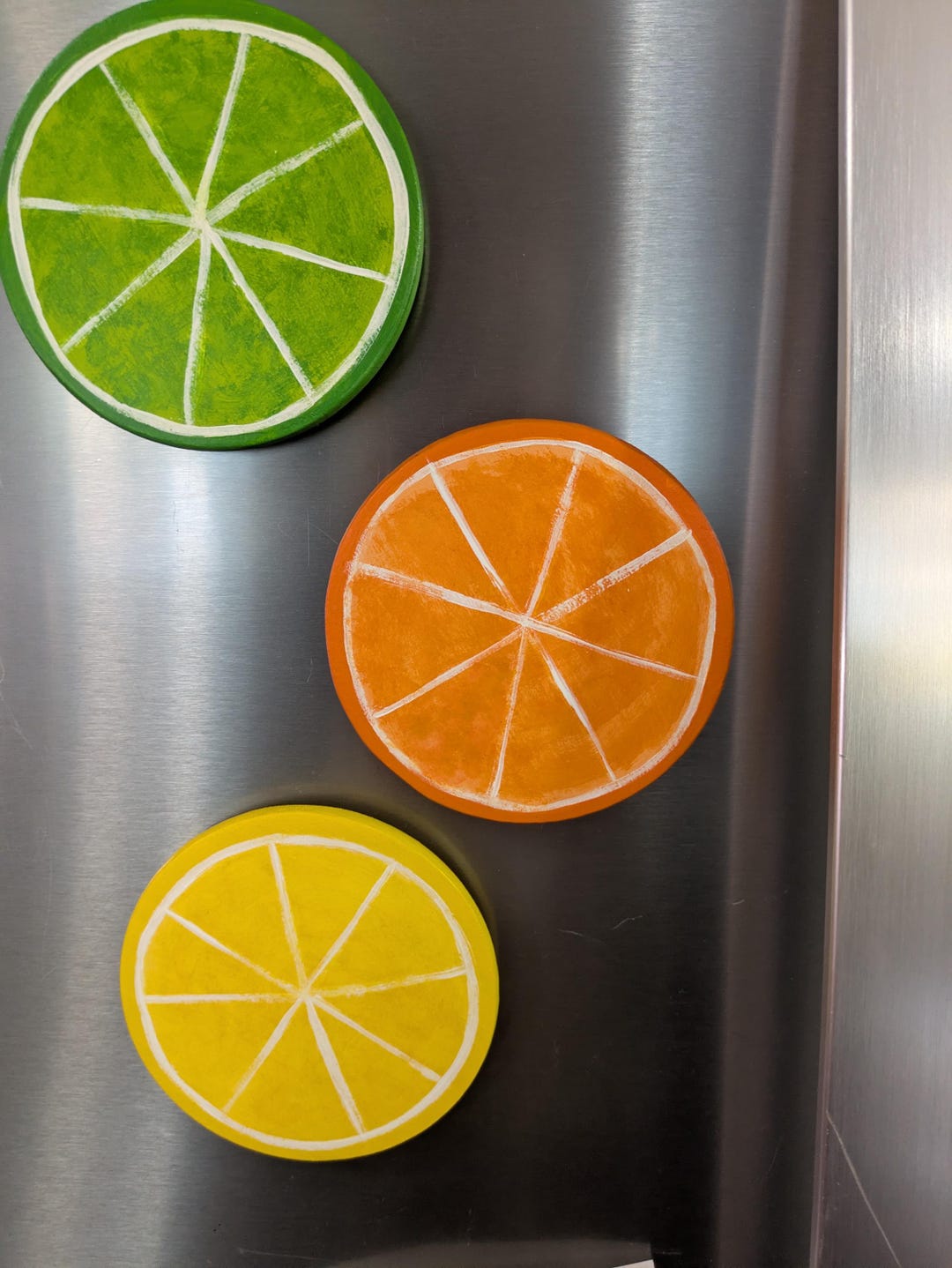 Lemon Magnets Hand Painted Citrus Slice Magnets, Lemon Orange Lime Kitchen Decor - Etsy