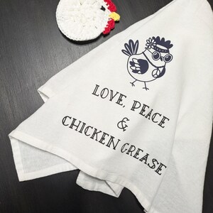 Chicken Towel Set | Peace Love Chicken Grease Towel | Chicken Lover Kitchen Set | Chicken Scrubbies | Chicken Kitchen Set | Chicken Towels