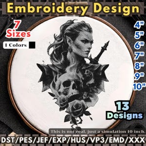 Ensemble de motifs de broderie gothique homme 1 – 13 portraits monochromes | Broderie machine blackwork