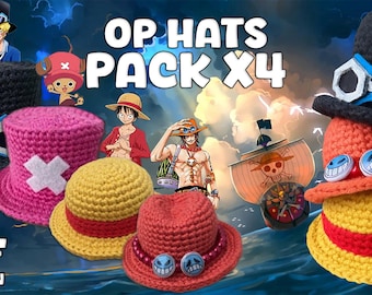 Mini Pirate Hats Pack – 4 PDF Crochet Patterns, Keychain Size, Easy DIY Templates
