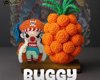 Pirate Clown + Magic Fruit Crochet Pattern Pack, Amigurumi PDF DIY, English & Spanish, Anime-Inspired Plush Toy Tutorial